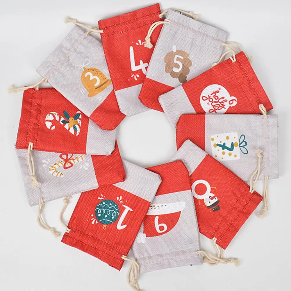 

Drawstring Calendar Bag Countdown to Christmas with 24 Festive Diy Drawstring Gift Bags for Advent Calendars Wrapping Small