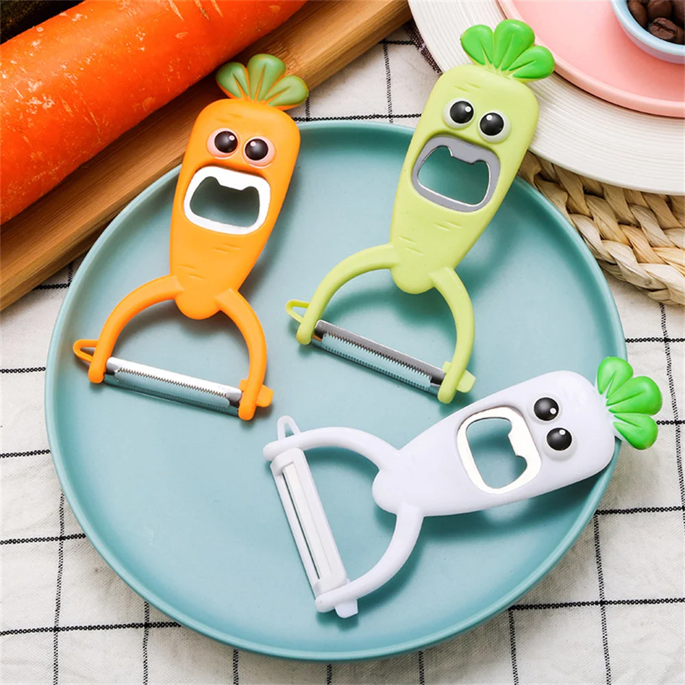 

Creative Stainless Steel Bottle Opener Help Cooking Multi-function Planer Labor-saving Serrated Blade Melon Shaver Cartoon