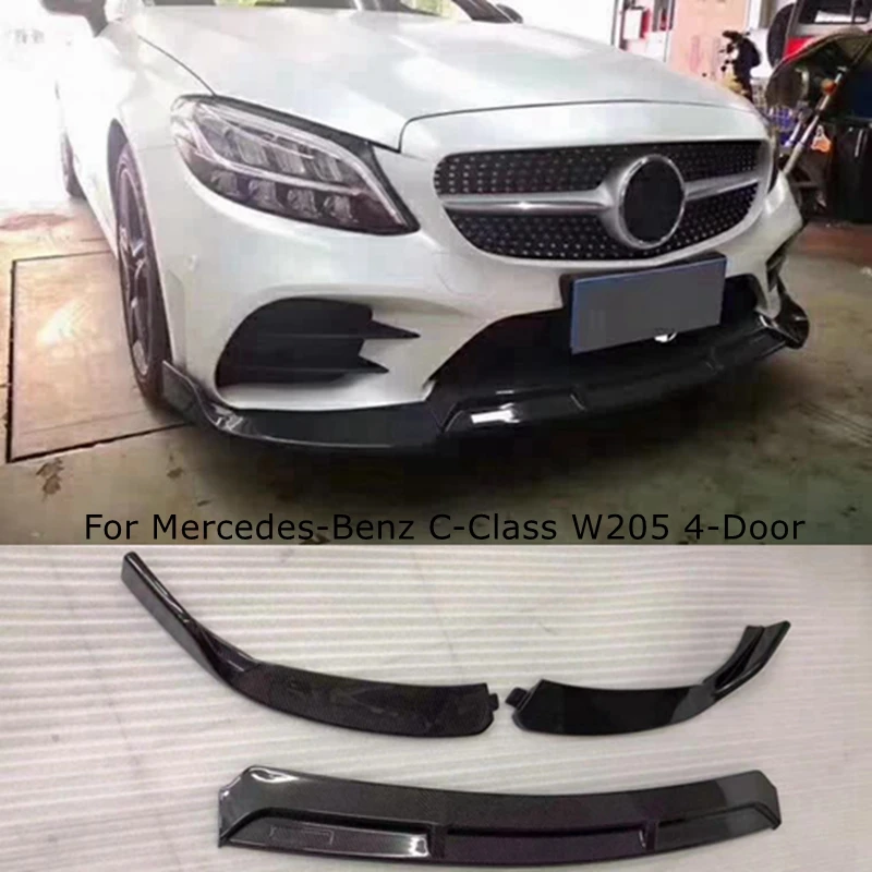 

Передняя губа из углеродного волокна для Mercedes Benz C-Class W205, 4 двери, C43, C63 AMG 2014-2019, спортивный передний бампер, спойлер, губа