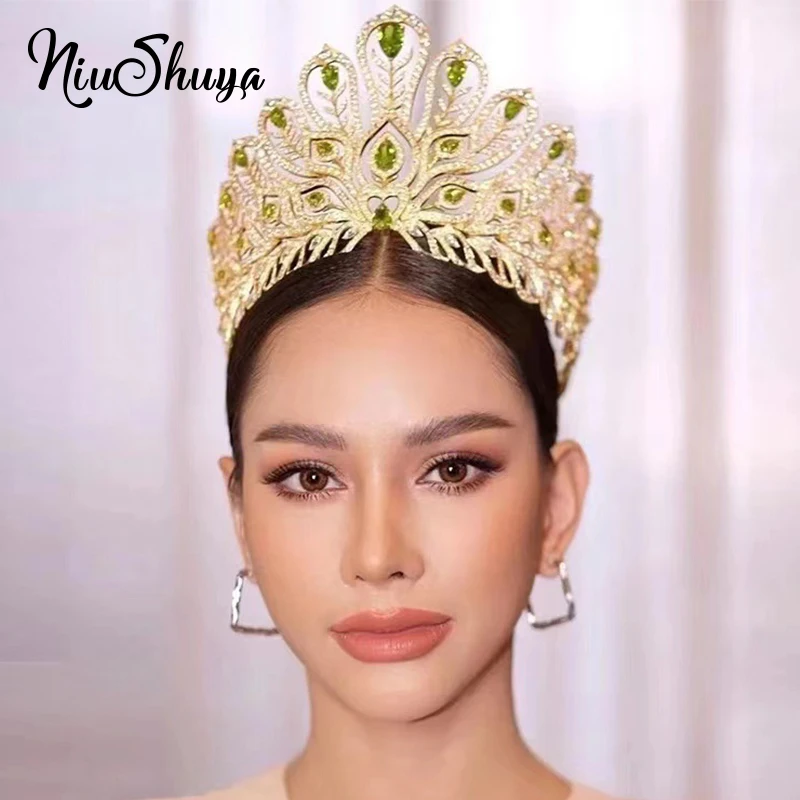 Свадебная тиара NiuShuya для большой королевы с полными искусственными волосами