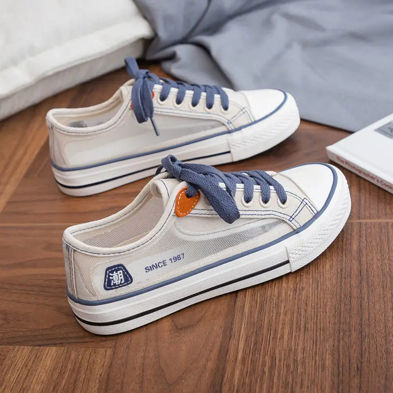 

Summer Thin Hollow Canvas Shoes Women's 2022 New Breathable Black Cloth Shoes Ladies All-match Mesh Shoes Casual Sneakers Female