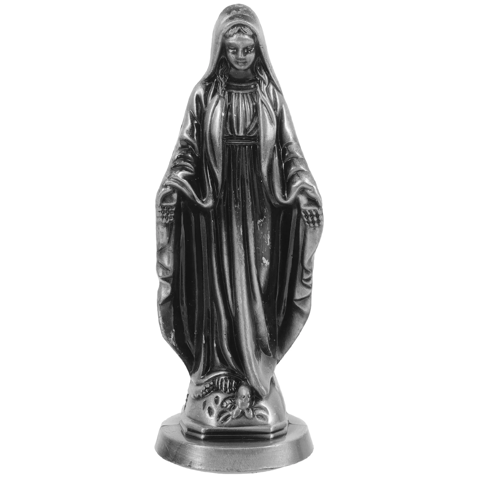 

Virgin Mary Shaped Figurine Metal Car Ornament Zinc Alloy Statue Mini Madonna Craft Decor