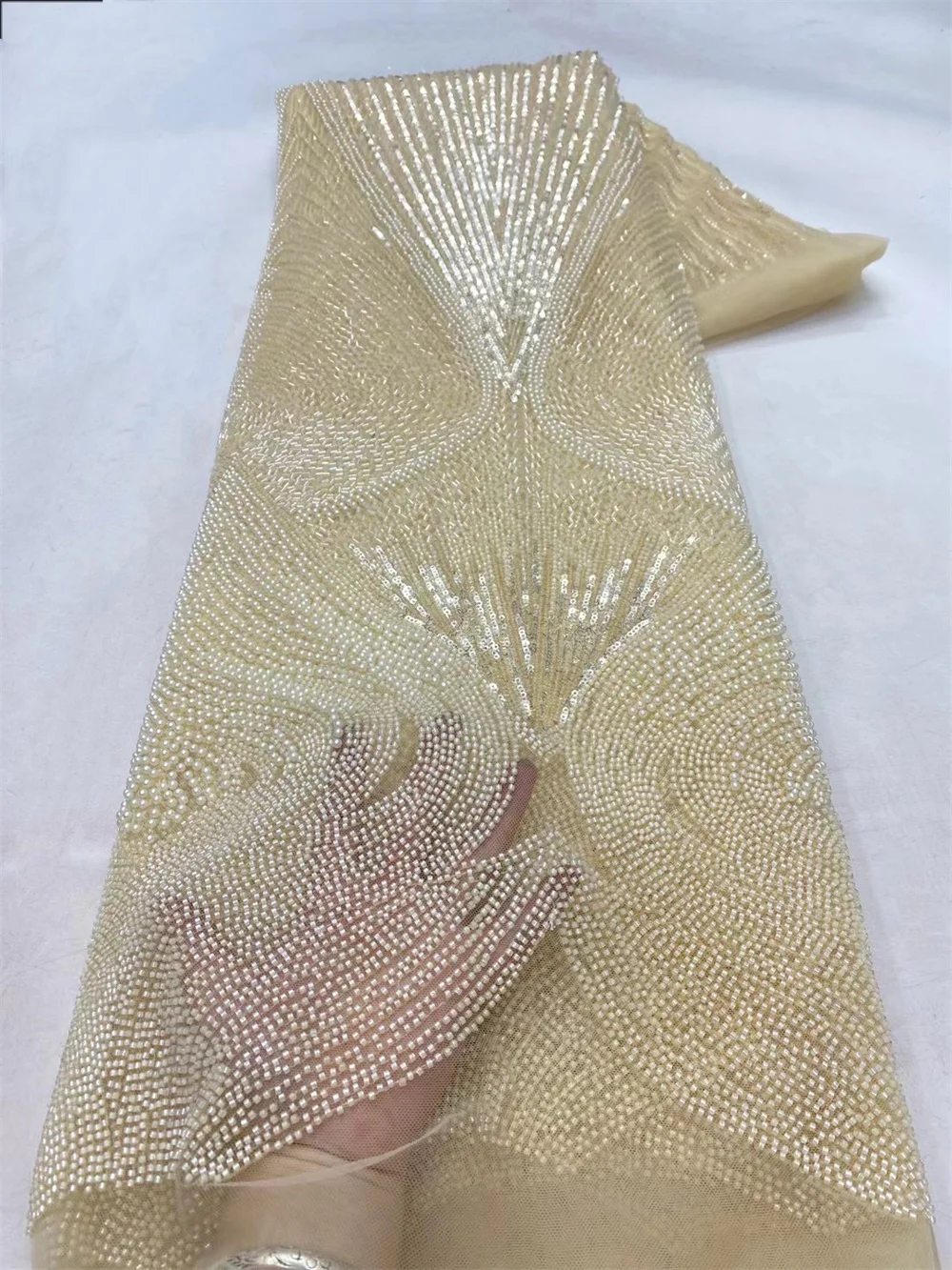 Розово-красные блестки Роскошные Бусины кружева в африканском стиле 2024 высокое