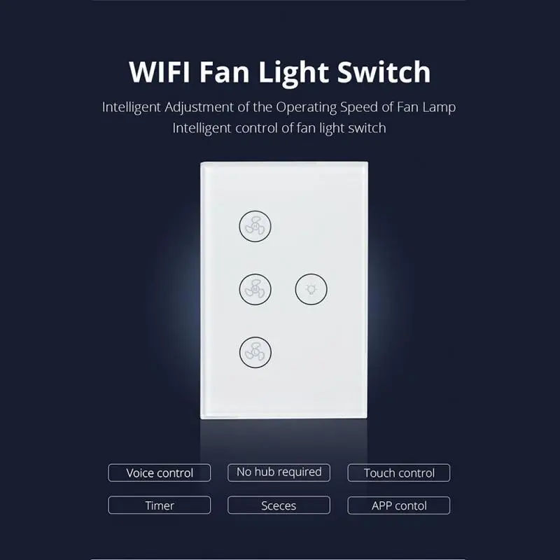 

Wireless Remote Control Lamp Controller Touch Glass Panel App Control Ceiling Fan Lamp Switches Work With Amazon And Google Home