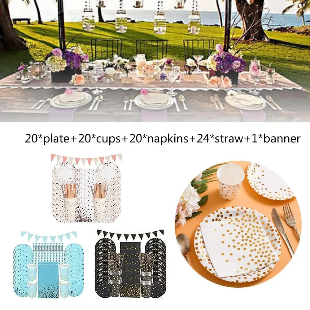 

Rose Gold Disposable Tableware Happy Birthday Party Decoration Kids Adult Paper Plates Cup Wedding Decor Baby Shower Girl