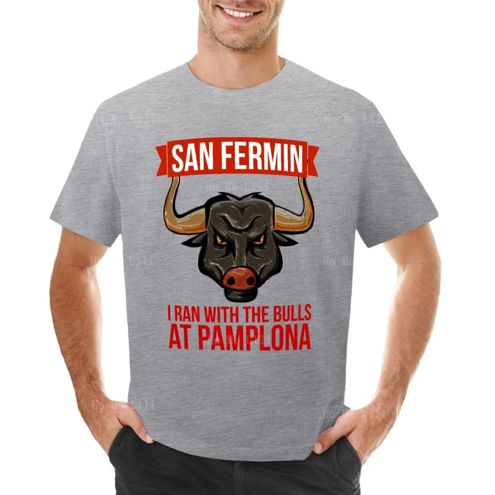 Фестиваль Pamplona July San Fermin Running With The Bulls Хлопковая футболка большого размера
