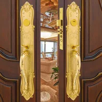 Luxury Villa Entrance Door Lock  Solid Brass Gate Lock European Wood Door Copper Lock Double Door Villa Room Door Lockset