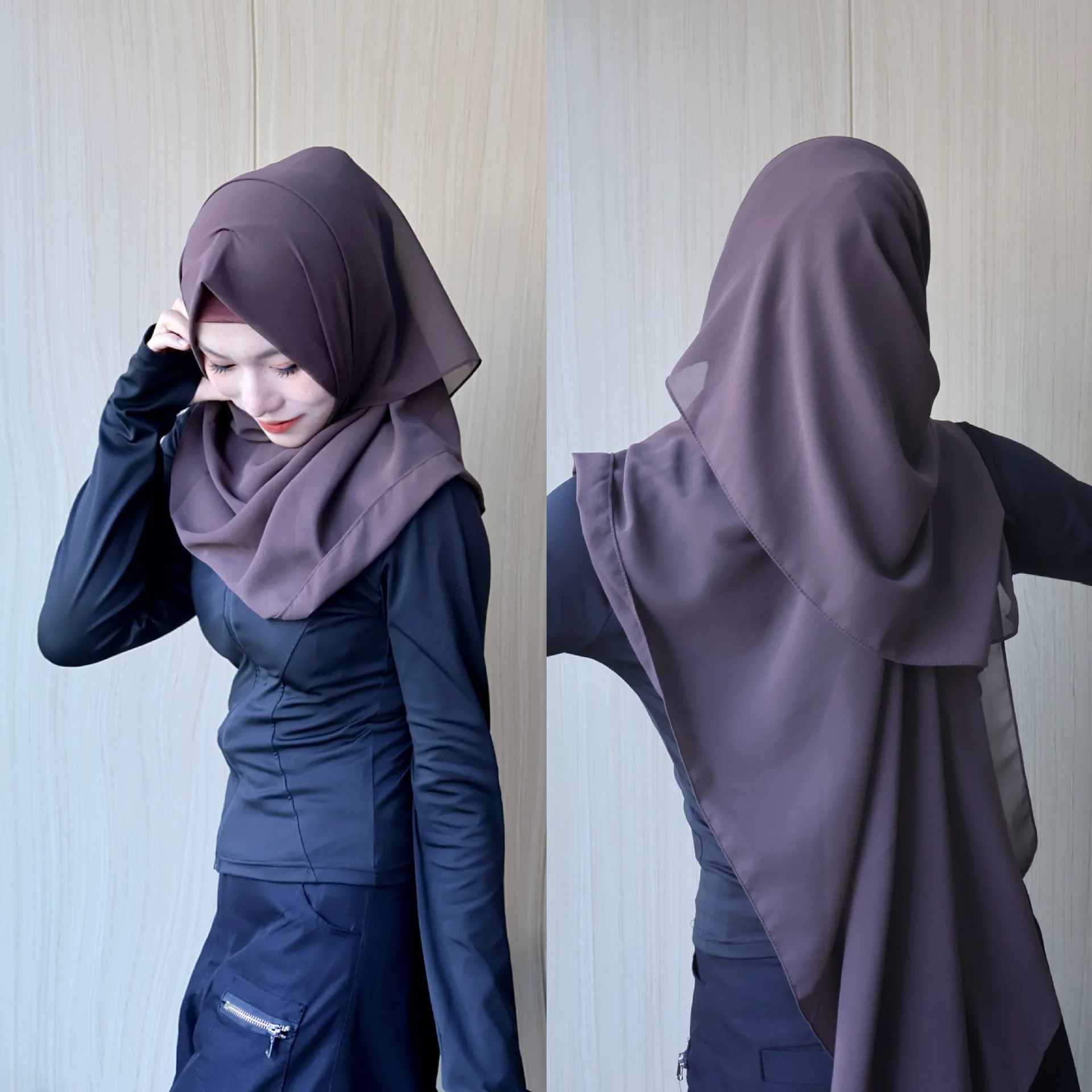 2 шт./компл. мгновенный шифоновый хиджаб с модальной подложкой базовый эластичный