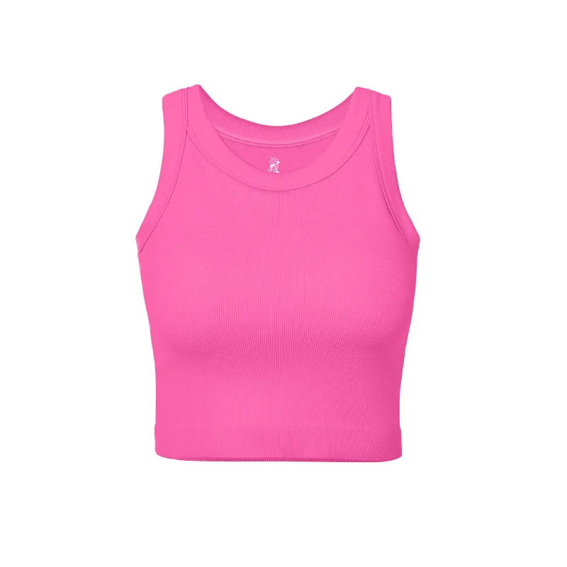 Autumn new sports vest with chest pad threaded women's running fitness shockproof round neck breathable yoga vest