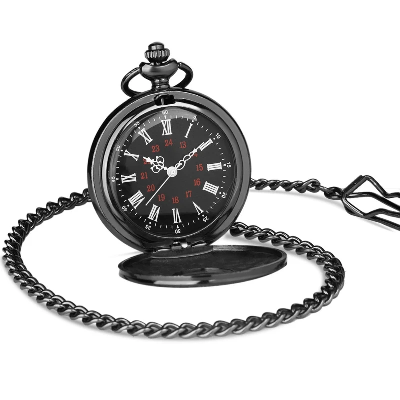 

Dual Display Clamshell Rome Retro Unisex Men Women Pocket Watch Quartz Steampunk Vintage Pendant Watches with Chain