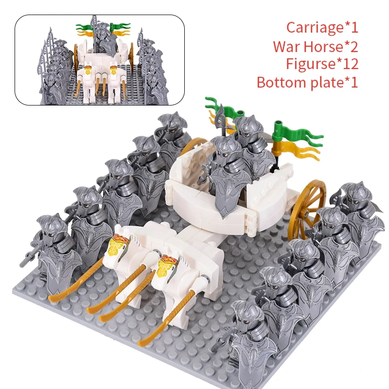 

Movie Medieval Elf Chariot Soldiers Army lotr Action Figures Mini Bricks Assemble Building Blocks MOC DIY Toys for kid gifts