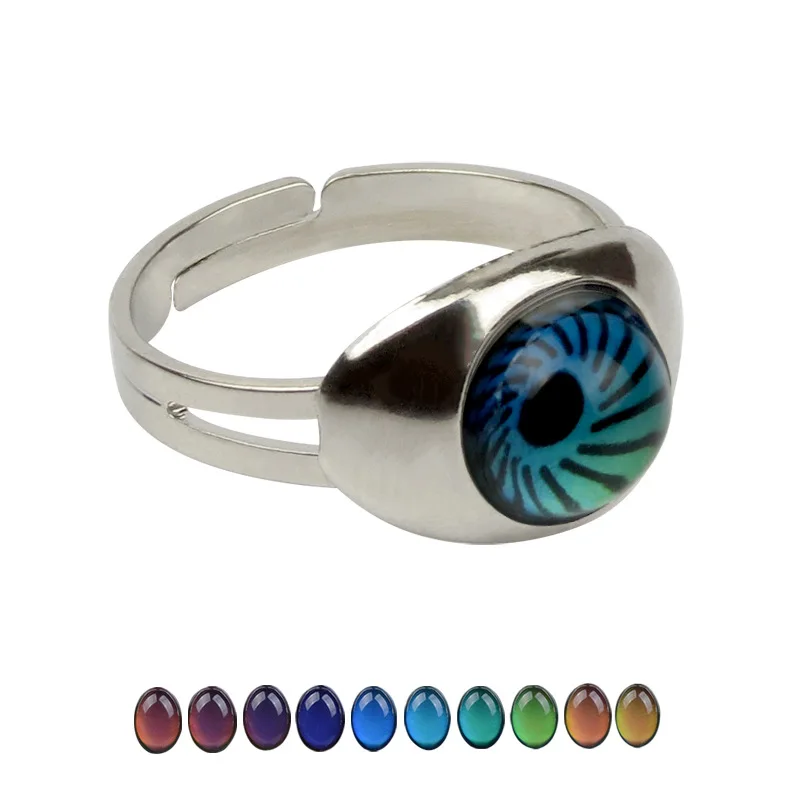 

Evil Eye Temperature Change Mood Ring Heart Emotion Feeling Changeable Imitated Color Changing Ring for Women Female Jewelry Gif