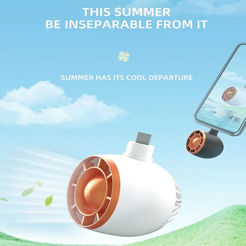 

Creative USB Mini Phone Fan Apple Type-c Portable Plug And Play Student Dormitory Mini Turbo Fan Cooler For Camping Outdoor Home