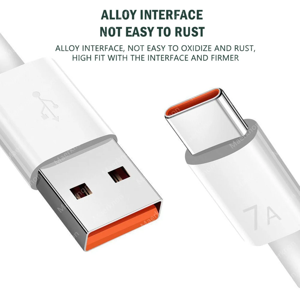 7A USB Type C кабель 100 Вт Супер-быстрый зарядный для Huawei P50 P40 Mate 40 передачи данных Xiaomi 12
