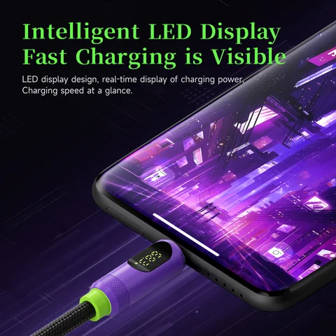 Магнитный кабель Hagibis USB C — USB C со светодиодным дисплеем Кабель для зарядного устройства USB C Type-c PD 240 Вт Шнур для быстрой зарядки для iPhone 16/17