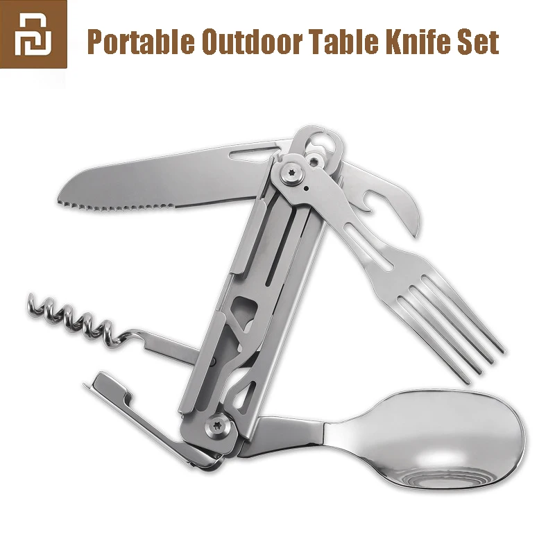 

Youpin Camping Cutlery Multi-function Table Knife Portable Knife Fork Spoon Bottle Opener Outdoor Cutlery Equipment Tableware