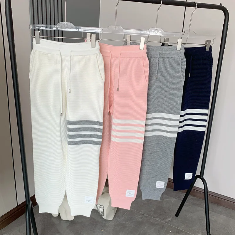 

High quality Korean Trendy Brand Four-bar TB Waffle Athletic Slacks, Loose Trousers Turnips, Corset Sweatpants for Men and Women