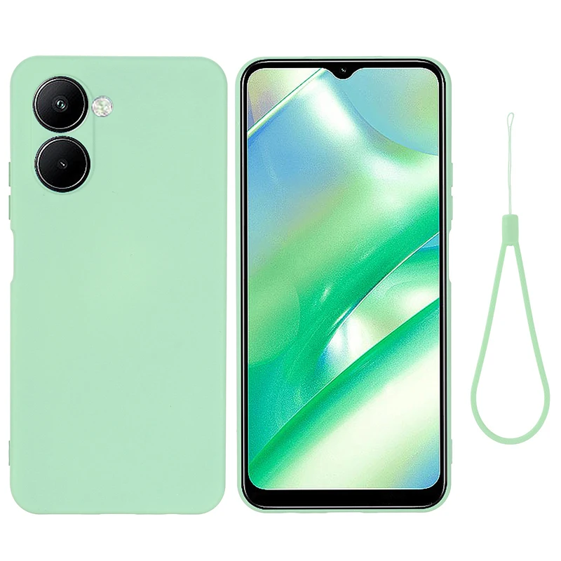 

For Realme C33 Case Soft Premium Liquid Silicone Case with Flocking inside Cover For Realme C33 ケース with Strip