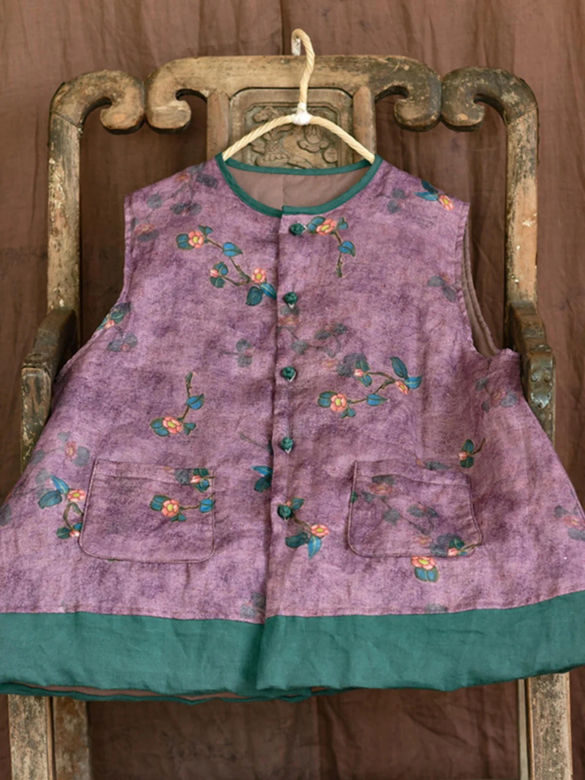 Новый китайский Sle Национальный жилет с принтом верхняя одежда для женщин 2024 зима