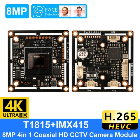 8 МП 4K Коаксиальная плата AHD модуля камеры T1815 + IMX415 AHD PCB для 4K AHD DVR Поддержка распознавания лица IR Cut CCTV Камера