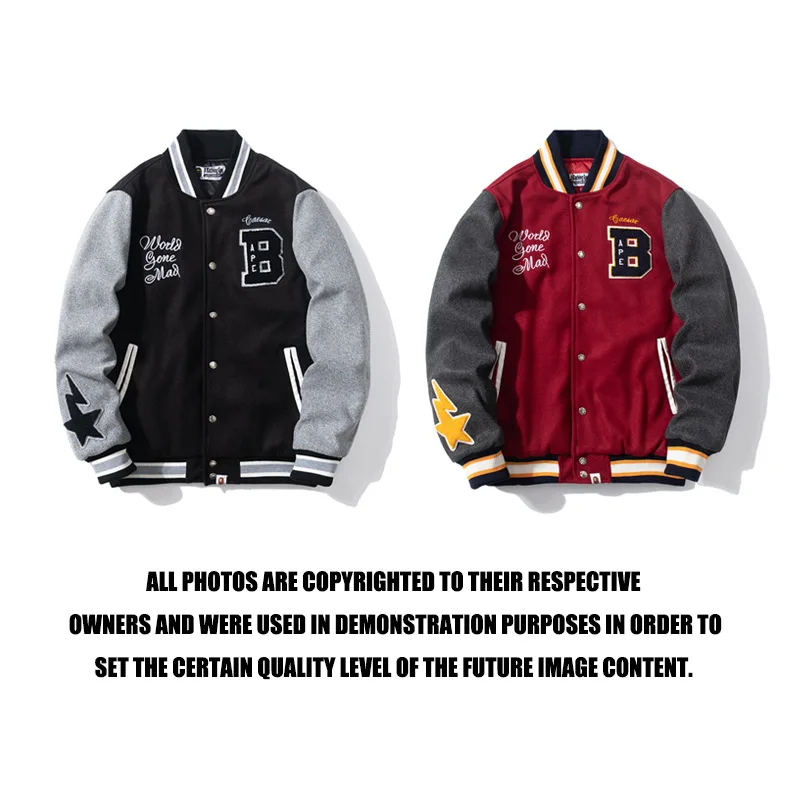

HIGH QUALITY HOT SALE BAPE 2024 New Embroidered STA Stars Patchwork Tweed Jacket Baseball Coat Jacket A BATHING APE