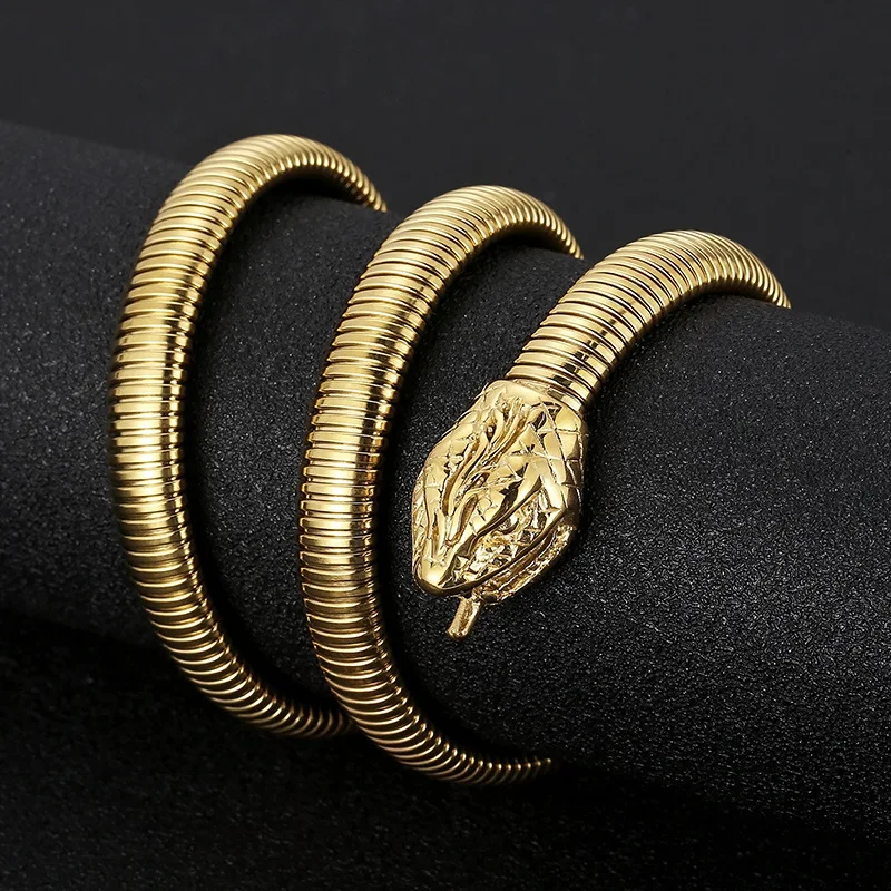 

Silver Snake Chain Bracelet Stainless Steel Punk Style Bangle for Women