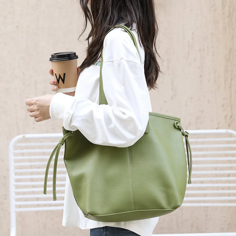 

Корейская Повседневная Ретро сумка ins модная зернистая личи сумка для мам и детей из искусственной кожи вместительная сумка через плечо