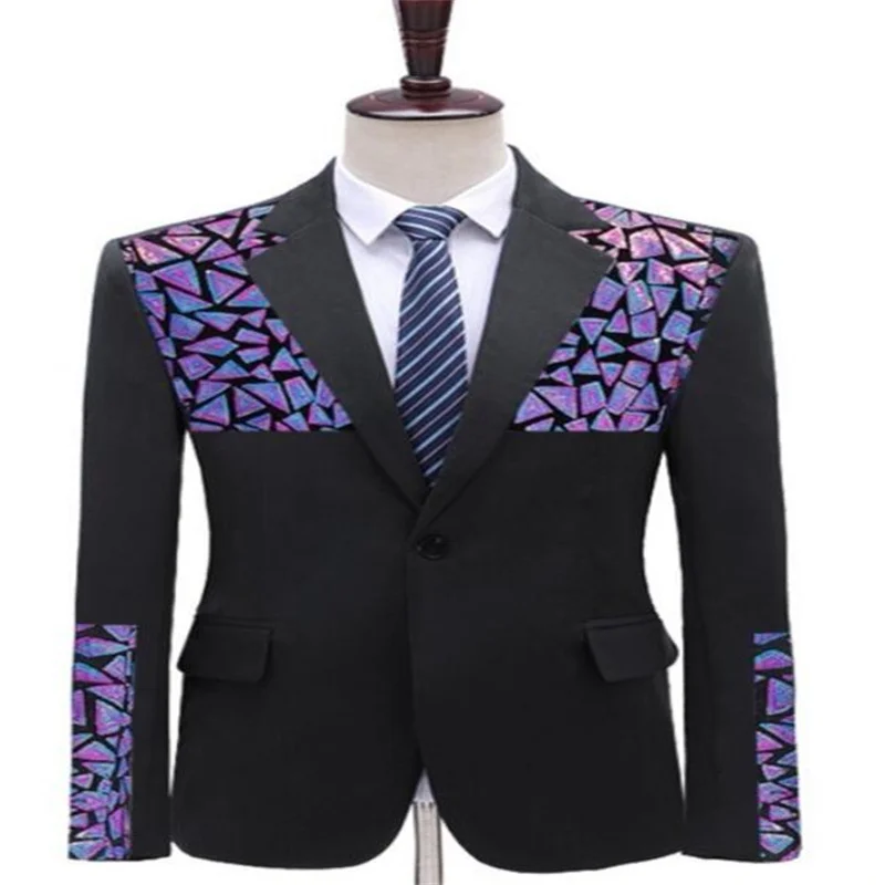 New suits men's blazers jackets irregular sequin square fashion dress costumes laser glitter casaco masculino ropa hombre