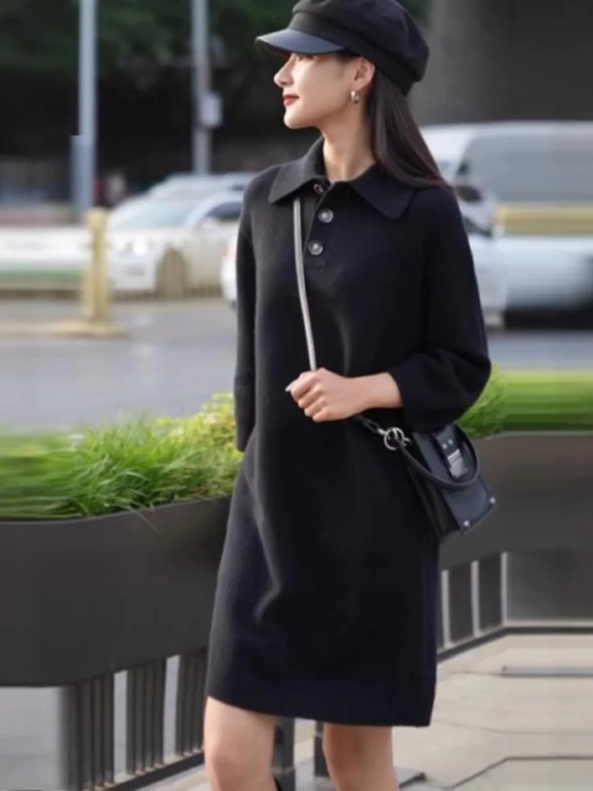 Girdear Same Sle with Mall 2024 осеннее и зимнее свободное флисовое трикотажное платье с