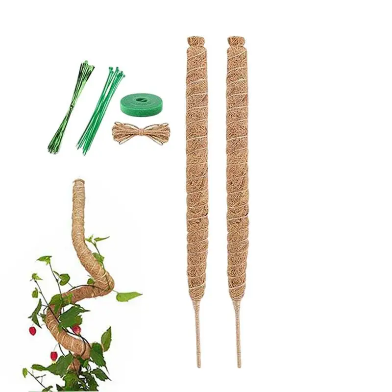 

Moss Pole Coco Coir Plant Sticks Bendable Garden Moss Plant Support Pole Natural Moss Plant Rods with Plant Ties