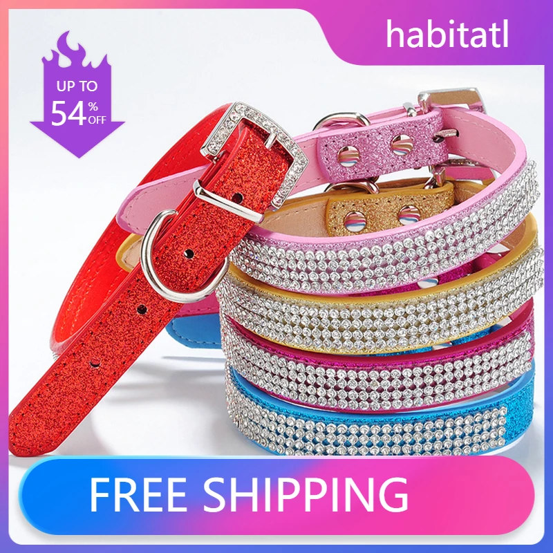 

5Pcs Crystal Diamond Puppy Collar Pet Collar with Glitter Rhinestone Buckle Dog Supplies Dog Accessories for Small Dogs