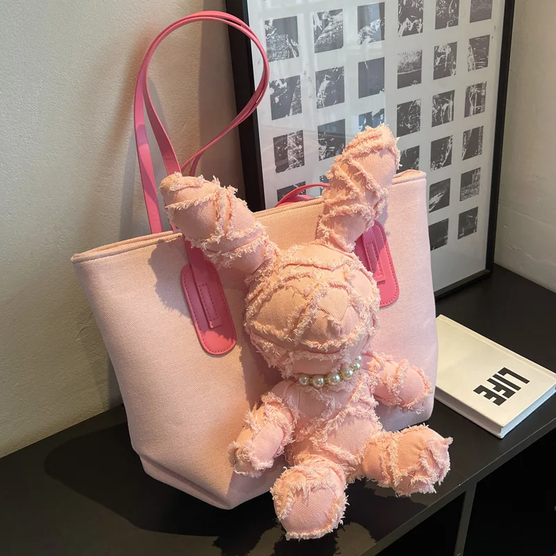 

Холщовая Сумка большой вместимости для отдыха, модель 2023 года, модная сумка через плечо для покупок Ins, шикарная женская сумка под подмышки