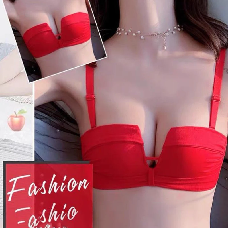 

Женское пикантное нижнее белье без косточек, бюстгальтер пуш-ап с защитой от провисания и съемными лямками на плечах, удобный топ-бандо, Нов...