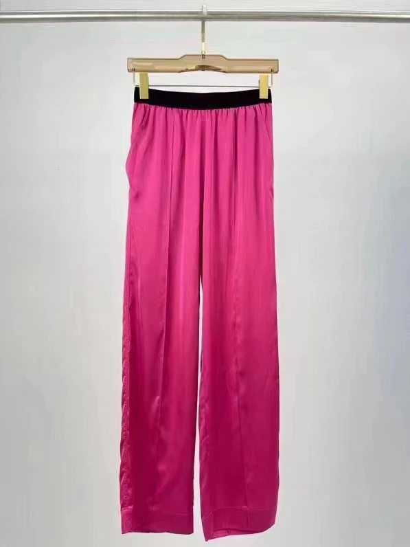 

2023 new women's casual pants luxury three-dimensional letter elastic waist straight high quality.