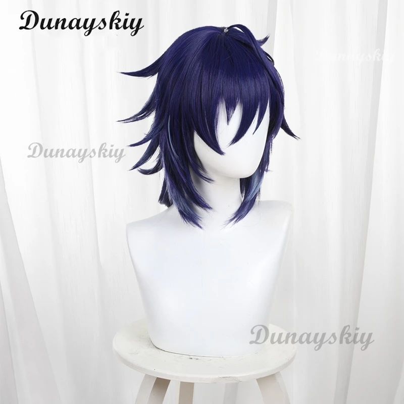 Парик для косплея Genshin Impact Ororon парик игры темно-синие короткие волосы Natlan