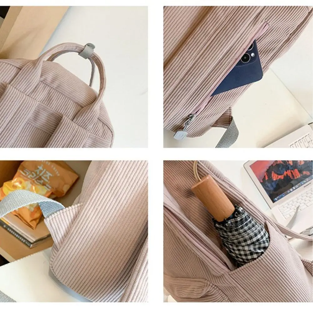 Ins модный студенческий рюкзак простая вельветовая школьная сумка в полоску с