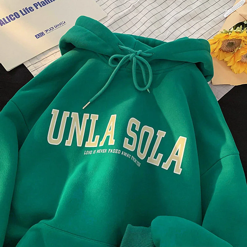 

NoEstaMal Women Letter Graphic Vintage Hoodies Harajuku Hooded Casual Sweatshirts Streetwear Hip Hop Loose Pullover Girl Clothes