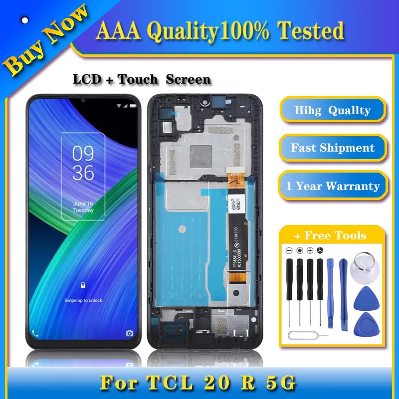 

100% Tested TFT LCD Screen for TCL 20 R 5G with Digitizer Full Assembly with Frame