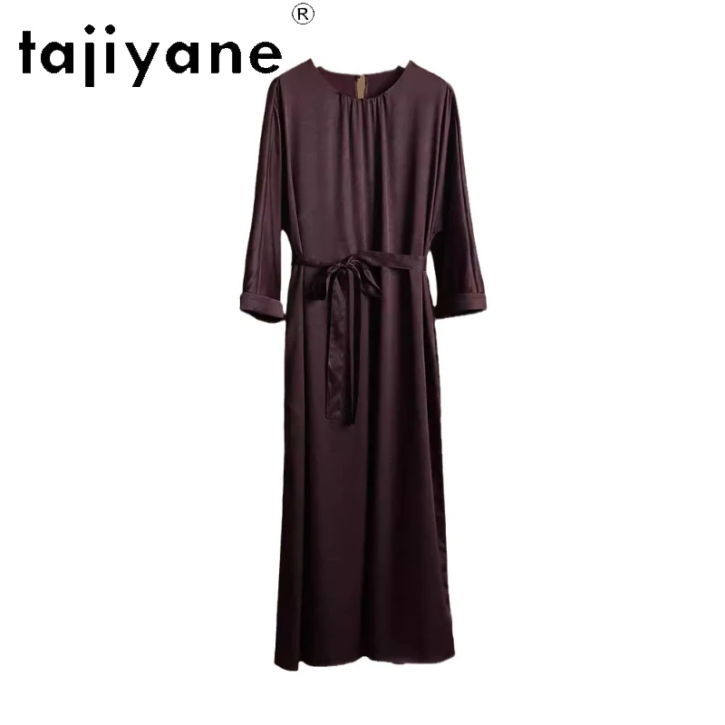 TAJIYANE 100% шелковые платья тутового шелка 2024 женские элегантные роскошные длинные