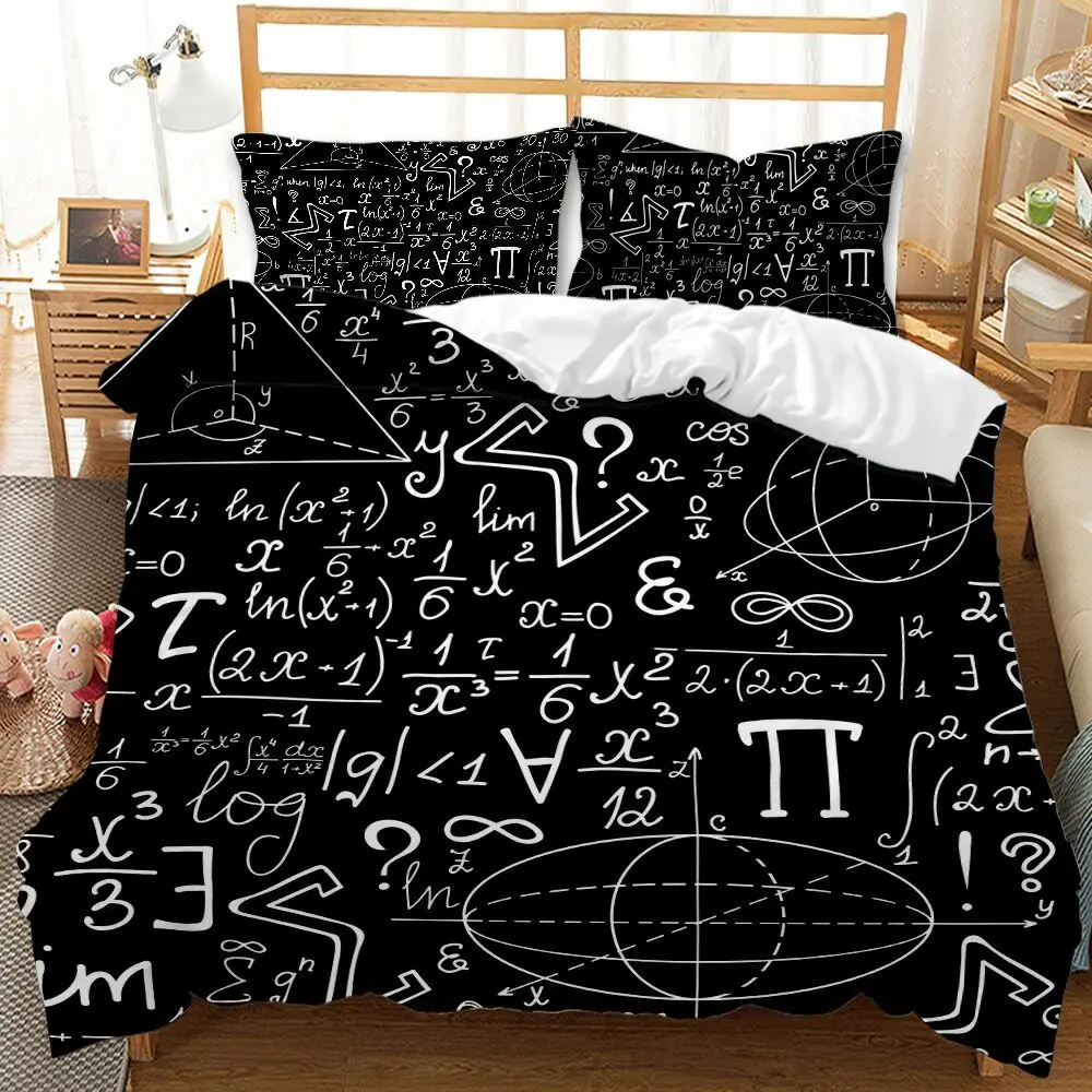 

Mathematical Calculation Formula Bedding Set Luxury Home Textiles Black White Duvet Cover For Adults Design Bedclothes