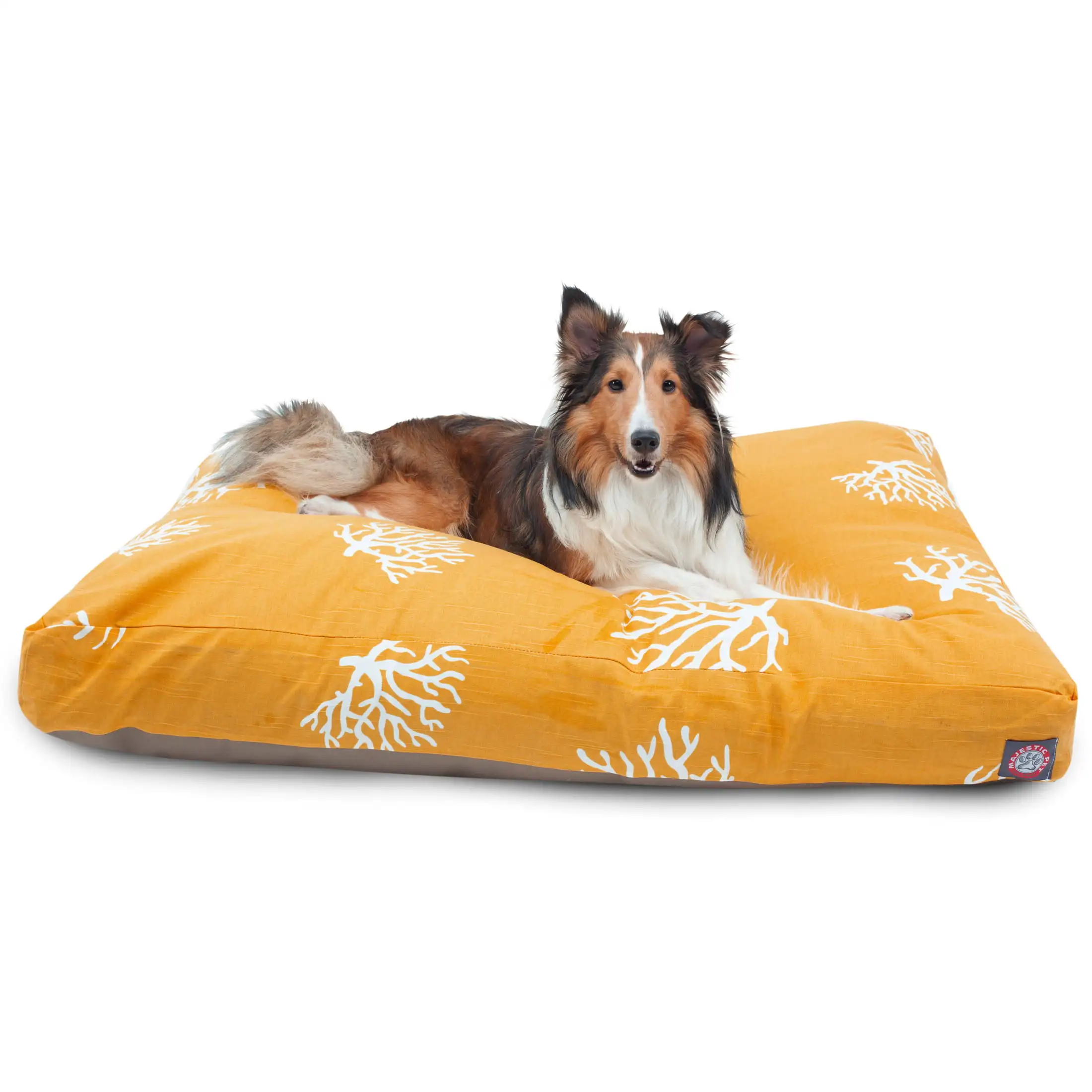 

Coral Rectangle Pet Bed For Dogs, Removable Cover, Yellow, Large