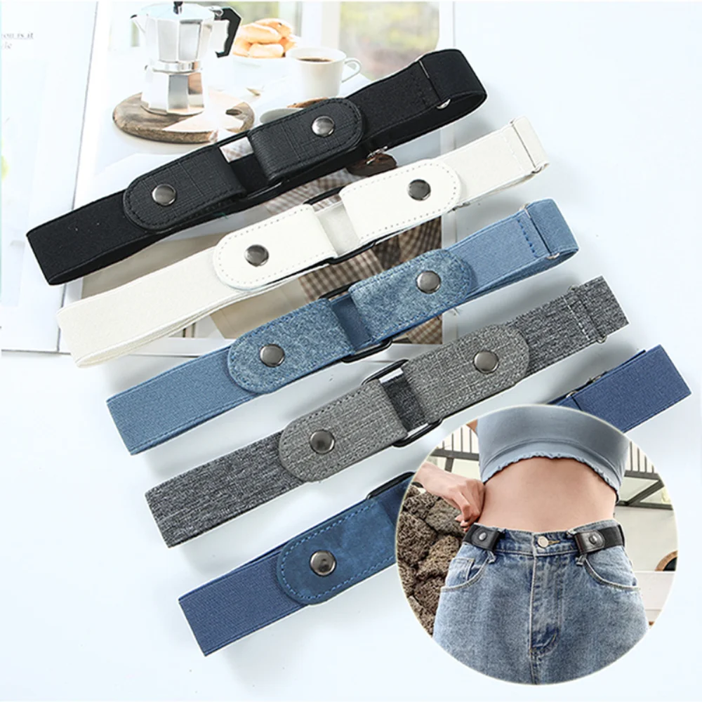 

Band Support Dress Belts Waist Stretch To Easy Jean Buckle-free Invisible Pants Waist No Elastic Adjustable Belt Wear Buckle