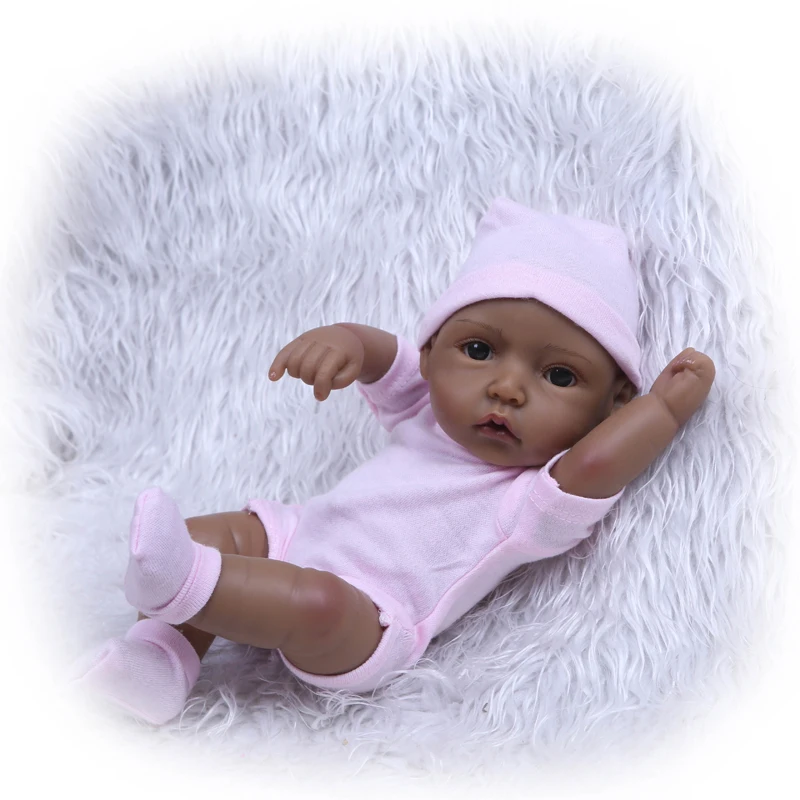 

11Inch 26CM Reborn Bebes Simulate Newborn Dark Skin Silicone Reborn Dolls Babies Realista Reborn Doll for Gift Girls Bath Toys