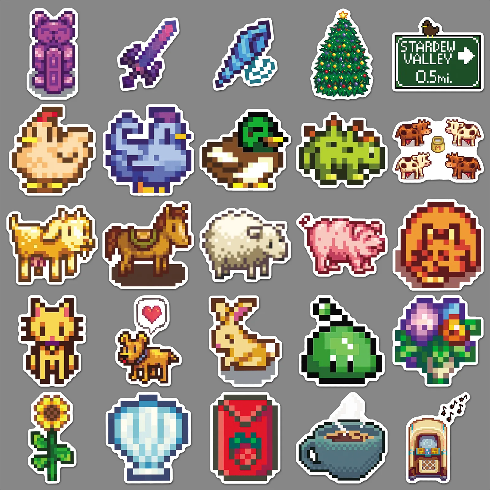 Фото 10/50 шт. забавные пиксельные игры Stardew Valley наклейки мультфильм детские игрушки украшения телефон гитара ноутбук скейтборд граффити наклейки №1