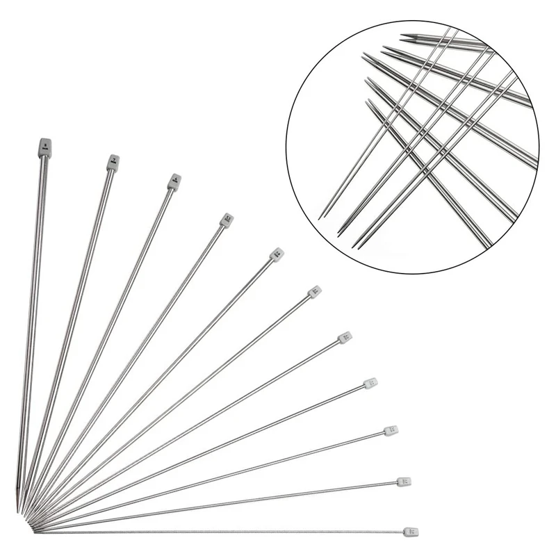 Спицы набор прямых одноконечных спиц металлические короткие вязальные спицы 22
