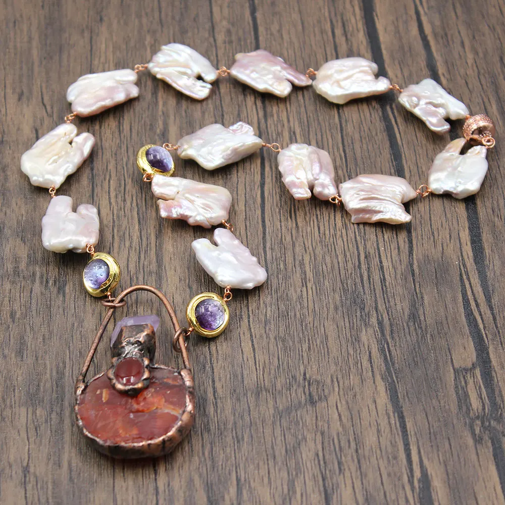 

Ожерелье с квадратными бусинами из муранского стекла, с аметистом