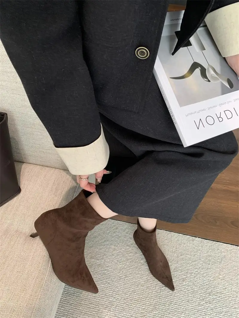 Туфли Женские сапоги на плоской подошве Сапоги с круглым носком - низкие женские
