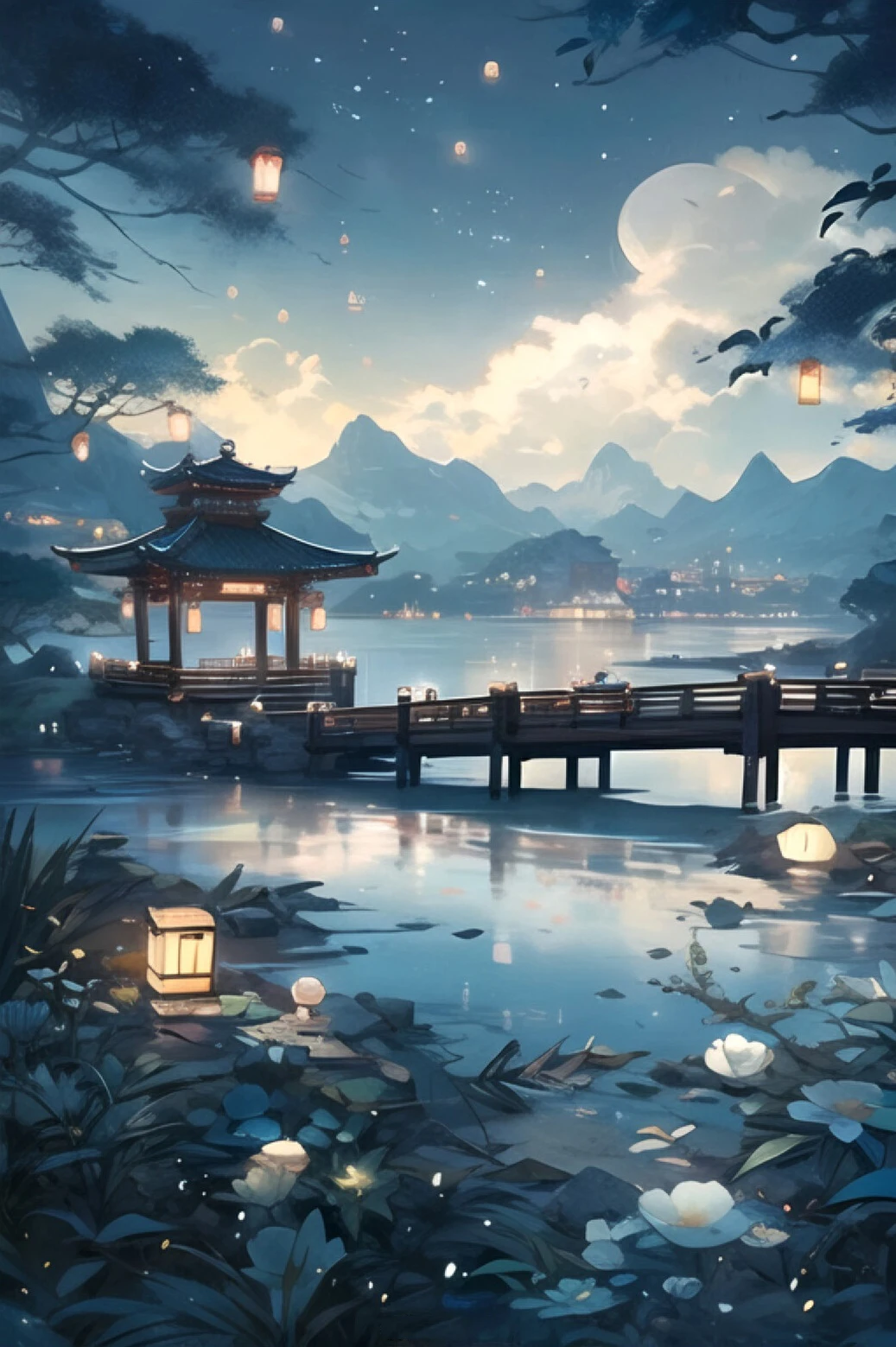 

Картина на холсте озеро город современный стиль