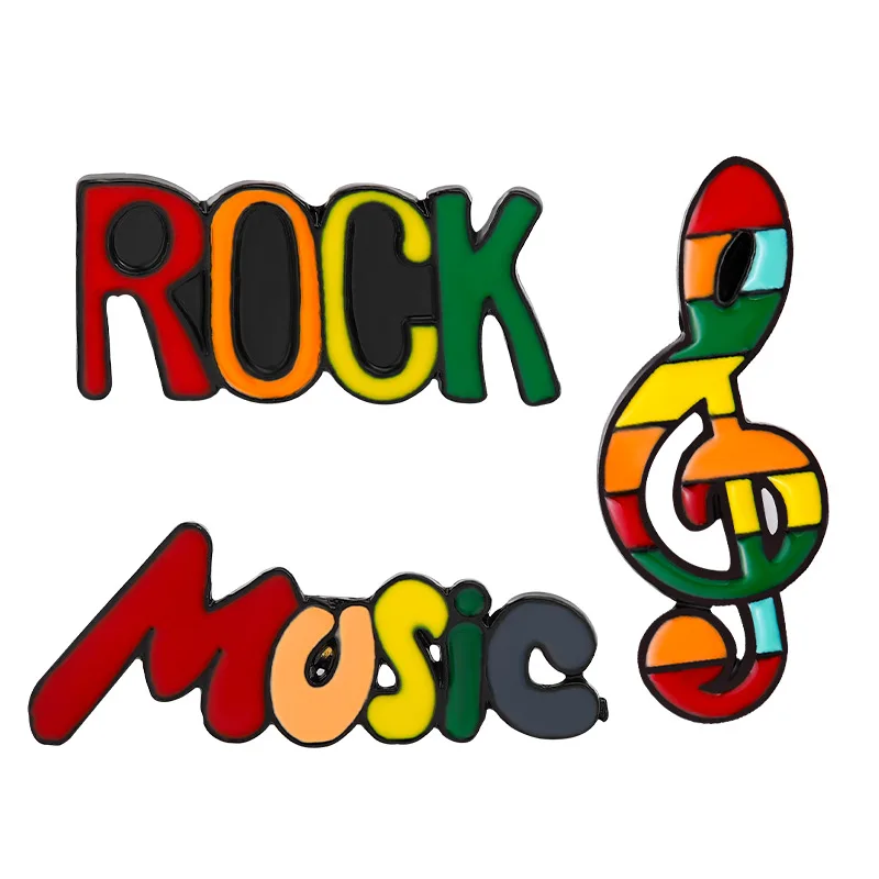 

Rock Music Enamel Pins Custom Rainbow Pattern Musical Note Brooches Lapel Badges Cool Jewelry Gift for Kids Friends