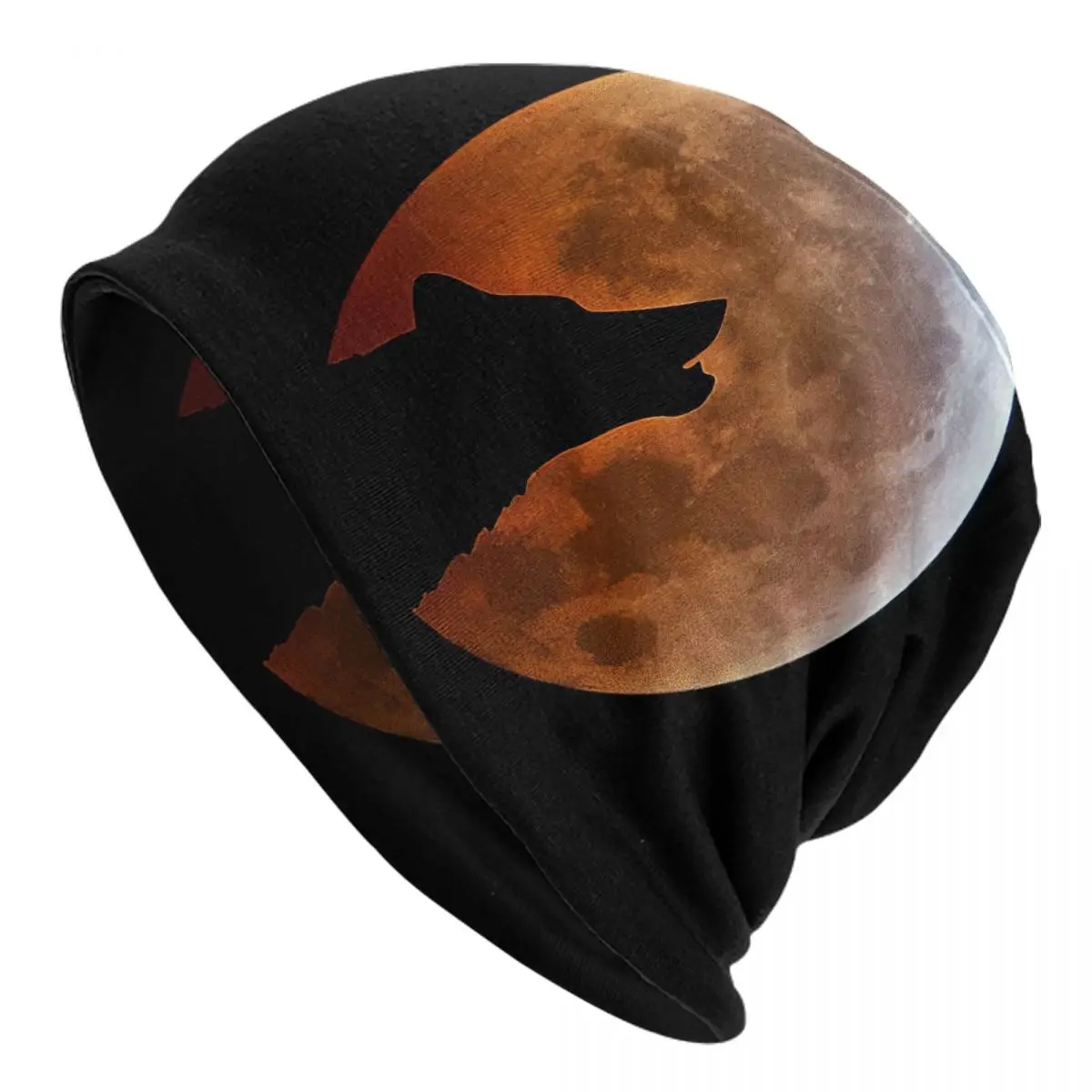 Blood Full Moon And The Wolf Adult Men's Women's Knit Hat Keep warm winter Funny knitted hat